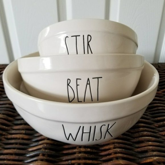 Rae Dunn Other - Rae Dunn BEAT WHISK STIR Ceramic Bowl Set